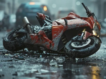 Crashed motorcycle